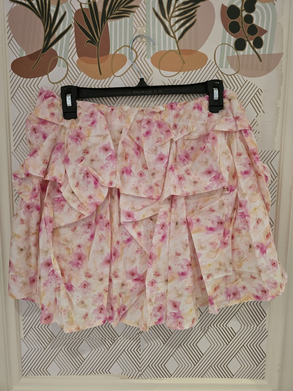 Entro Floral Pink Or Blue Ruffle Mini Skirt - Picture 2 of 11